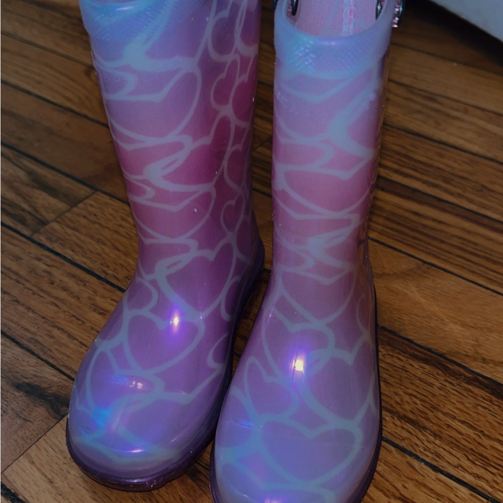 Light up Pink and Purple Heart Pattern Rain Boots